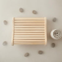 Slatted Wood Neck Pillow Wave Design Wooden Sauna Headrest for Steam Room, Spa