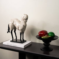 Standing Horse Resin Statue Horse Sculpture with Base Shiny Decor for Living Room, Entryway, Study
