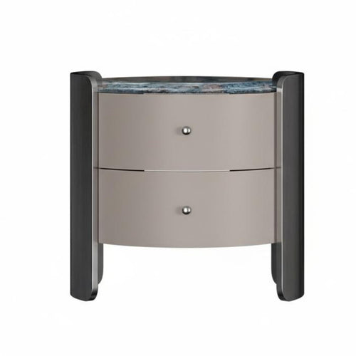 Rounded Two-Drawer End Table versatile Nightstand Minimalist artistic aesthetic