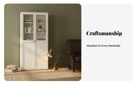 Modern Design Floor-Standing Cupboard with Glass Doors sturdy Construction bookshelf Display Cabinet for Book Lovers, Collectors, Homeowners, Living Room, Study, Home Office, Bedroom