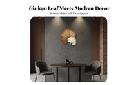 Ginkgo Foliage Timepiece Clock Easy to Hang Quiet Mechanism for Living Room, Bedroom, Office