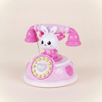 Musical Bunny Toy Phone Interactive Toy Telephone with Handset Light-up Play Phone Educational for Toddlers, Kids, Babies, Playroom, Nursery, Home