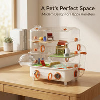 Large Hamster Cage 2 Tiers, Acrylic Hamster Cage with Accessories, DIY Customizable Habitat for Small Pets, Hamster Cage for Exploration