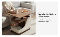 C-Shaped Rolling Desk Space-Saving End Table Height Adjustable Easy Assembly for Small Apartment Dwellers, Students