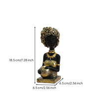 African Woman Sculpture Gold Accents Lady Figurine Decorative for Living Room