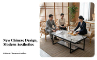 New Chinese Design Woven Panel Armchair Breathable Upholstery Reception Seating High-Resilience Foam Lounge Set Sturdy Frame for Interior Designers, Hotel Managers, Business Owners, Sales Office, Clubhouse, Living Room