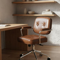 Adjustable Height Ergonomic Office Chair Sturdy Construction Rolling Computer Armchair Pressure Relief Rolling Task Chair with Armrests Wide Seat for Students, Dorm Room