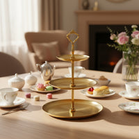 Stainless Steel 3-Tier Dessert Stand Metal Dessert Stand with Handle Pedestal Cupcake Stand Sturdy for Party Hosts, Afternoon Tea, Buffets, Parties