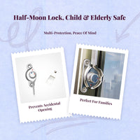 Pane Lock, Sliding Pane Lock, Curved Sash Lock, Aluminum Alloy Security Latch, kid protection, Easy Installation, for Sliding Doors and panes, Home, Office