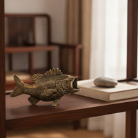 Bass Figurine Brass Fishes Figurine Miniature Fishes Sculpture for Desk