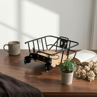 Front Bike Basket with Wood Base Natural for Shopping, Commuters