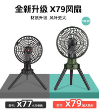 Portable Rechargeable Camping Fan with Light, USB