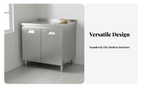 Stainless Steel Sink Cabinet Easy to Clean Freestanding Kitchen Sink Resistant Unified Kitchen Workstation for Landlords, Renters, Garage