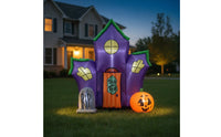 Indoor Outdoor Inflatable House with LED Lights Lighted Haunted House Inflatable Pre-Lit Halloween Decoration Light-up for Families, Yard, Lawn