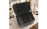 Makeup Case with Shoulder Strap Professional Travel Makeup Case Zippered Cosmetic Organizer with Dividers for Journeyers