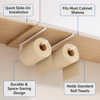 Cabinet and Drawer Wall Mounted Holder for Hanging Kitchen Paper Roll Under Towel No Drill for Home Cook