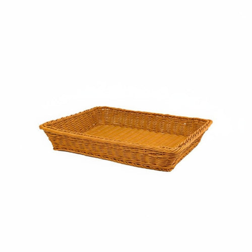rectangular Woven Fruit Basket Imitation Rattan Basket Multi-Functional Woven Bread Serving Tray for Supermarket, Restaurant, Dining Table