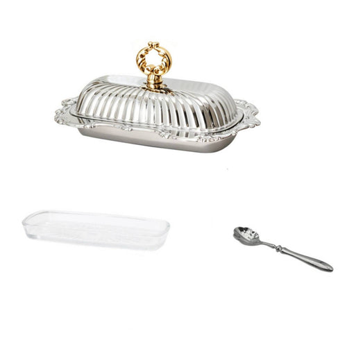 Butter Dish with Lid Sturdy Butter Keeper with Glass Liner Polished for Brunch