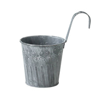 Hanging Flower Pot Distressed Plant Pot with Hook Ribbed for Fence, Patio