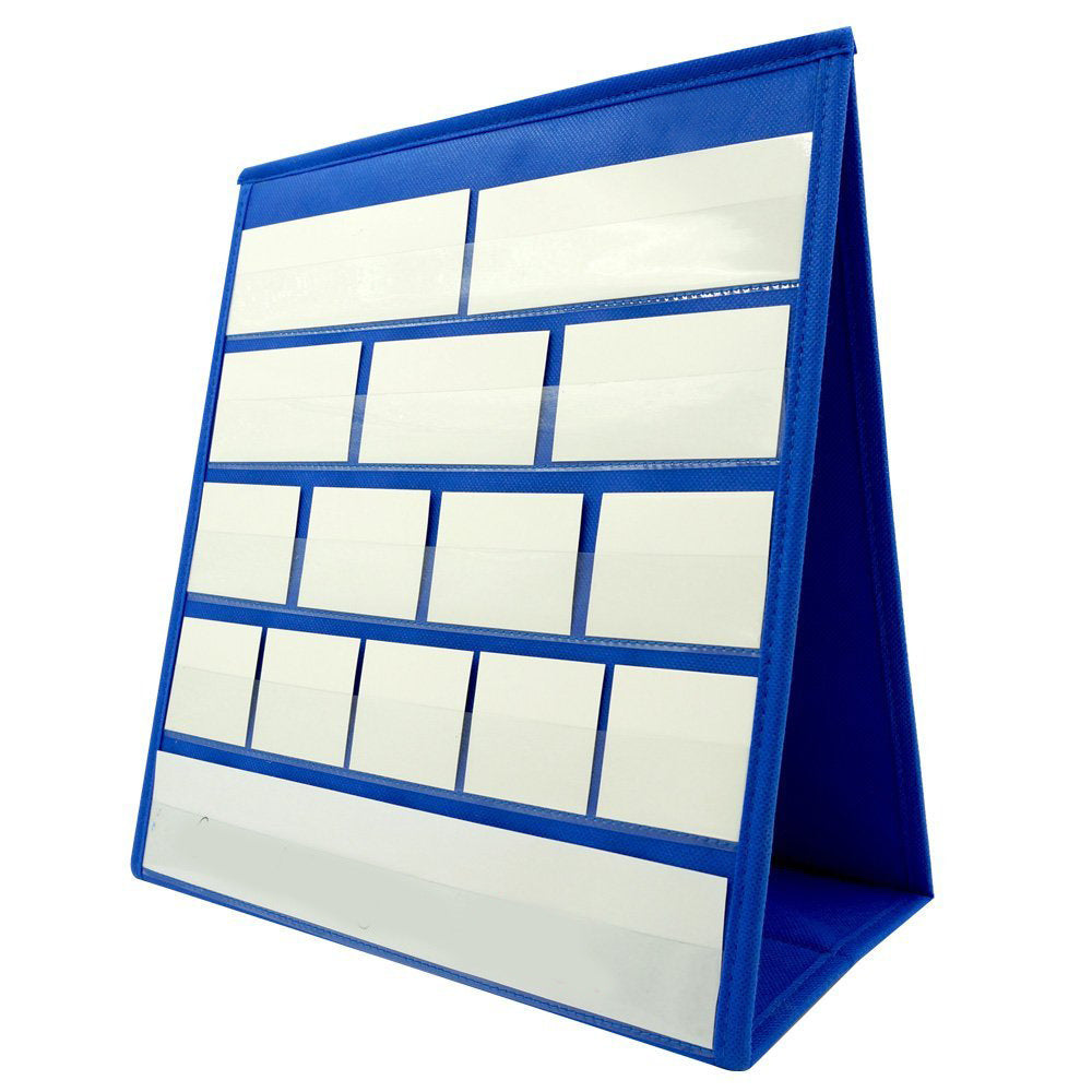 Foldable Fabric Desktop Display Stand with Pockets for Cards and Charts