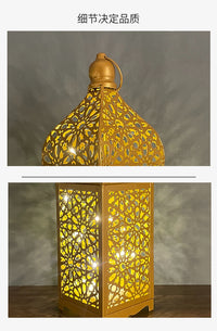 Moroccan Iron Lantern Candle Holder with Cutout Design, European Style Home Decor