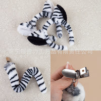 Plush Zebra Print Headband, Black and White Striped, Unisex