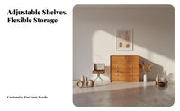 mid-century modernperiod Modern Design sectional Display Cabinet Retro design book storage unit adaptable Storage Sideboard Adjustable Shelves for Book Lovers, Interior Designers, Apartment Dwellers, Dining Room, Study, Entryway, Kitchen