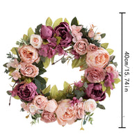 Artificial Flower Wreath with Violet, Morning Glory, and Eucalyptus, 40cm, for Home Door Decoration