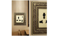 Vintage Switch Socket Panel Ornate Decorator Light Switch with Wall Plate Embossed Fitting Brass-Colored for Interior Designers, Homeowners, Living Room, Bedroom, Hotel, Renovation