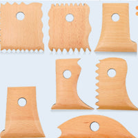 7 Pieces Clay Trimming Knife Smooth Finishing Wooden Pottery Rib Ceramic Trimming for Art Class