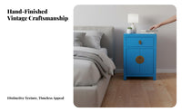 Distressed cream 2-Drawer End Table Modern Chinese Design Nightstand Handmade Fully Assembled for Adults, Office