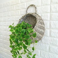 Plant Pots Hanging Basket with Wicker Basket Style for Indoor Plants, Half Round Artificial Plants Decor, Woven Basket Wall Planter for Home