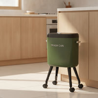Slim Trash Bin with Wheels Glossy Wheeled Trash Can Ergonomic Waste Container Heavy-Duty for Kitchen, Home