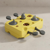 Self-Entertaining Cheese Box Feline Toy Slow Feeder Whack a Rodent Feline Toy Mental Enrichment Pet Supply