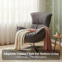 Upholstered Rotating Armchair Soft Upholstery Oversized Rotating Barrel Chair Modern Aesthetic Firm Density Foam