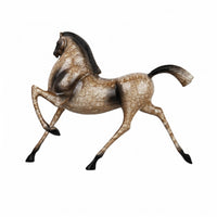 Rearing Horse Statue Crackle Finish Rearing Horse Figurine Dynamic Pose Decor Detail for Home Display