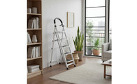 Foldable Design Folding Ladder Wide Steps V-Shaped Stepladder Heavy Duty 4 Step Ladder Anti-Slip Feet for Garage, Kitchen