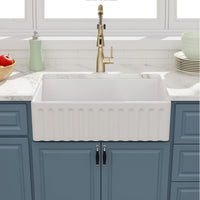 Ceramic Apron Sink Easy to Clean Kitchen Fixture Glossy Finish