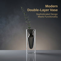 Double Layer Glass Vase, Nordic Style Geometric Ornament