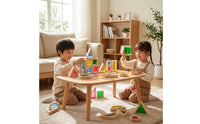 24 Pieces Blocks with Acrylic Inserts Child-Led Translucent Building Blocks Toy Natural Wood Open-Ended for Preschoolers