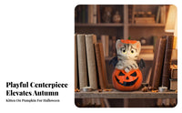 Spooky-Cute Pumpkin Cat Figurine