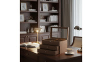 Walnut Finish Glasses Chest Large Capacity Wooden Sunglasses Display Case 18 Compartment Glasses Box Dustproof