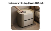 Single-Drawer Nightstand with Shelf Elegant Look Bedside Table for Home, partners