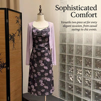 Summer Dresses for Women UK Two Piece Outfits with Mesh Overlay Long Sleeve Cardigan, Wedding Guest for Mother of the Bride