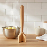 Wooden Potato Masher Straight Handle Beech Wood Masher Hanging Hole