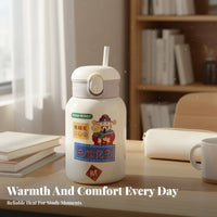 Keeps Hot & Cold Insulated Straw Bottle Leak-Proof Mini Thermal Bottle DIY Stickers for Office Workers, Commuters, School, Commuting