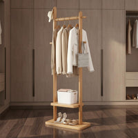 Multi-Functional Solid Wood Garment Rack Heavy Duty Clothing Organizer Water-Based Paint Household Furniture Easy Assembly for Entryway, Walk-in Closet