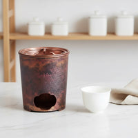 Hand-Hammered Tea Heater Metal Side Handles Copper Tea Heater Cylindrical
