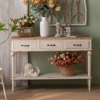 American Retro Solid Wood Console Table for Entryway, Living Room, or Dining Room
