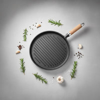 Cast Iron Frying Pan Uncoated Flat-Bottom Frying Pan Textured Surface
